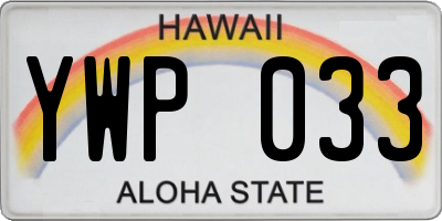 HI license plate YWP033