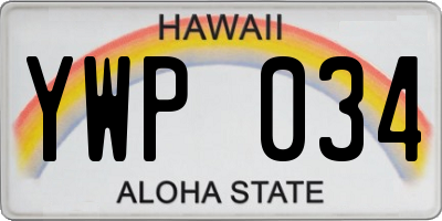 HI license plate YWP034
