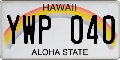 HI license plate YWP040