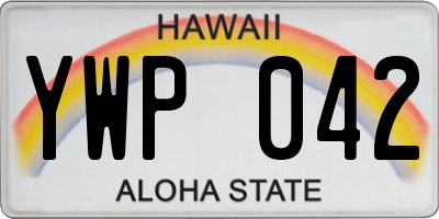 HI license plate YWP042
