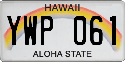 HI license plate YWP061