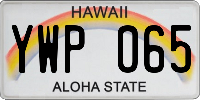 HI license plate YWP065