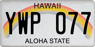 HI license plate YWP077