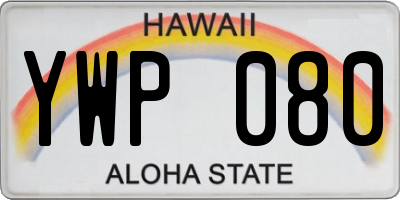 HI license plate YWP080