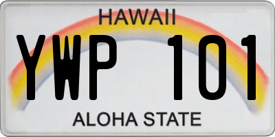 HI license plate YWP101