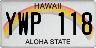 HI license plate YWP118