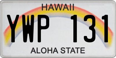 HI license plate YWP131