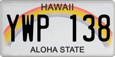 HI license plate YWP138