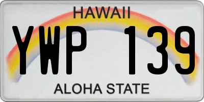 HI license plate YWP139