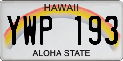HI license plate YWP193