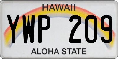 HI license plate YWP209