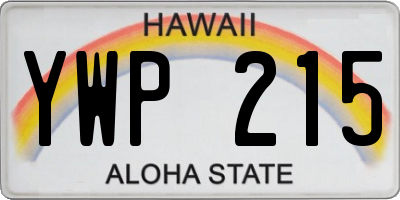 HI license plate YWP215