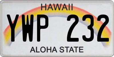 HI license plate YWP232