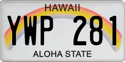HI license plate YWP281