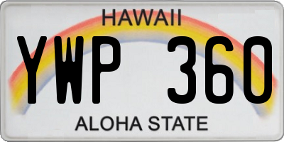 HI license plate YWP360