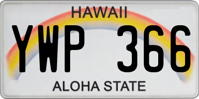 HI license plate YWP366