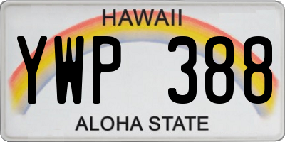 HI license plate YWP388