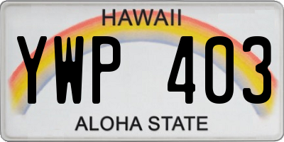 HI license plate YWP403
