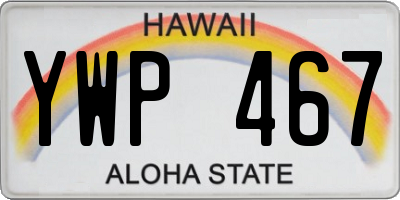 HI license plate YWP467