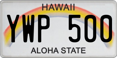 HI license plate YWP500