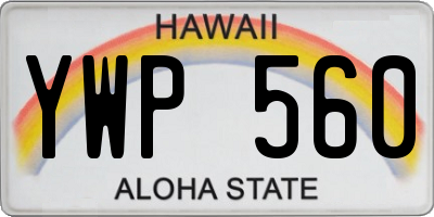 HI license plate YWP560