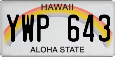 HI license plate YWP643