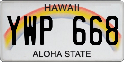 HI license plate YWP668