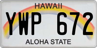 HI license plate YWP672