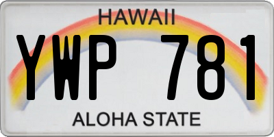 HI license plate YWP781