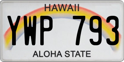 HI license plate YWP793