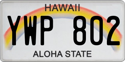 HI license plate YWP802