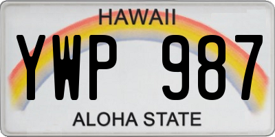 HI license plate YWP987