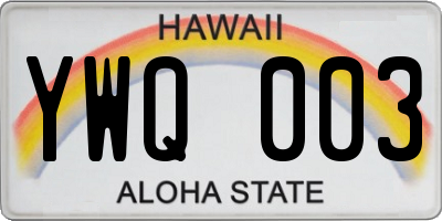 HI license plate YWQ003