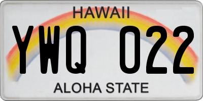 HI license plate YWQ022