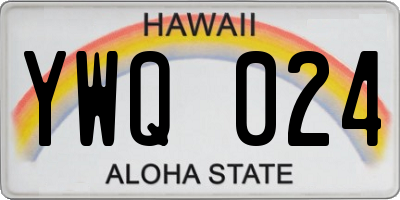 HI license plate YWQ024