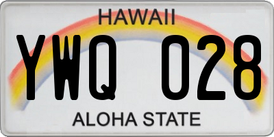 HI license plate YWQ028
