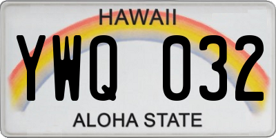HI license plate YWQ032