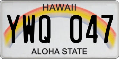 HI license plate YWQ047