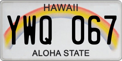 HI license plate YWQ067