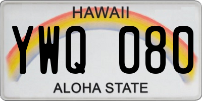 HI license plate YWQ080