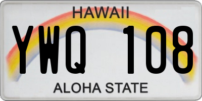 HI license plate YWQ108