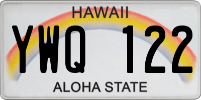 HI license plate YWQ122