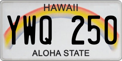 HI license plate YWQ250