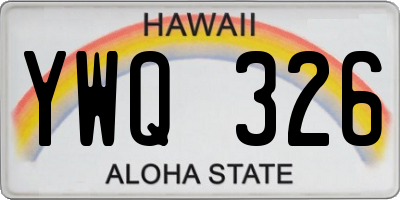 HI license plate YWQ326