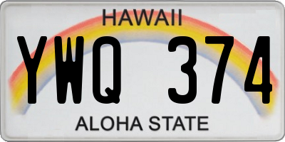 HI license plate YWQ374