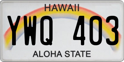 HI license plate YWQ403