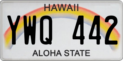 HI license plate YWQ442