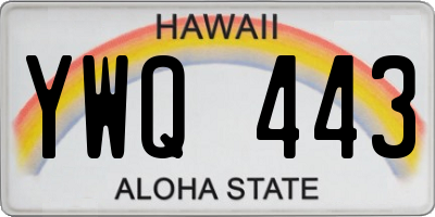 HI license plate YWQ443