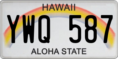 HI license plate YWQ587