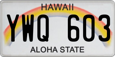 HI license plate YWQ603